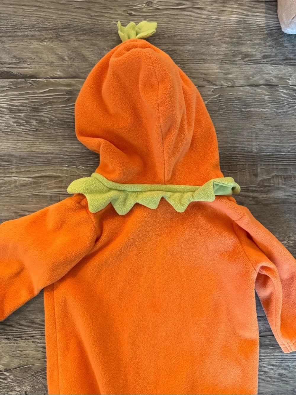Carter's Orange Pumpkin Hooded One-Piece Costume with Green Leaf Trim